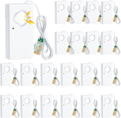 10 Pcs Water Sensor Alarm Leak Detector 120db Water Leak Alarm 9v Battery Flood Sensor Detector Overflow Security Alert for Home Basement Kitchen Garage Bath Tub Sink, White