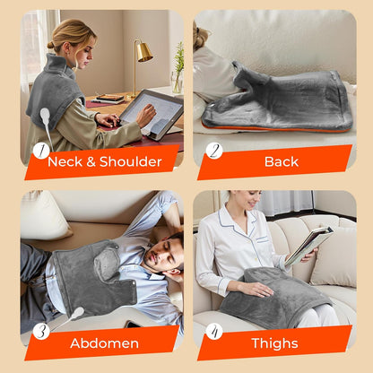 VAAGHANM Heating Pad: Electric Weighted Instant Heat Pad for Neck & Shoulders & Back -6 Heat Options & 6 Auto Timer Mode -for Office/Home/Post-Workout
