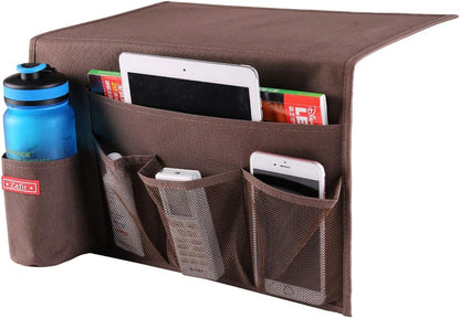 Zafit 5 Pockets Bedside Caddy, Bedside Storage Organizer for Water Bottles, Magazines, Phone, Glasses (5 Pockets-Grey)