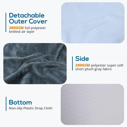 Sasttie Wedge Pillow 24x24x12 inch, Memory Foam Bed Wedge, Cool Grey | Triangle Pillow for Sleeping, Acid Reflux, Back Pain, Post-Surgery, and Snoring, Designed with Removable Washable Cover