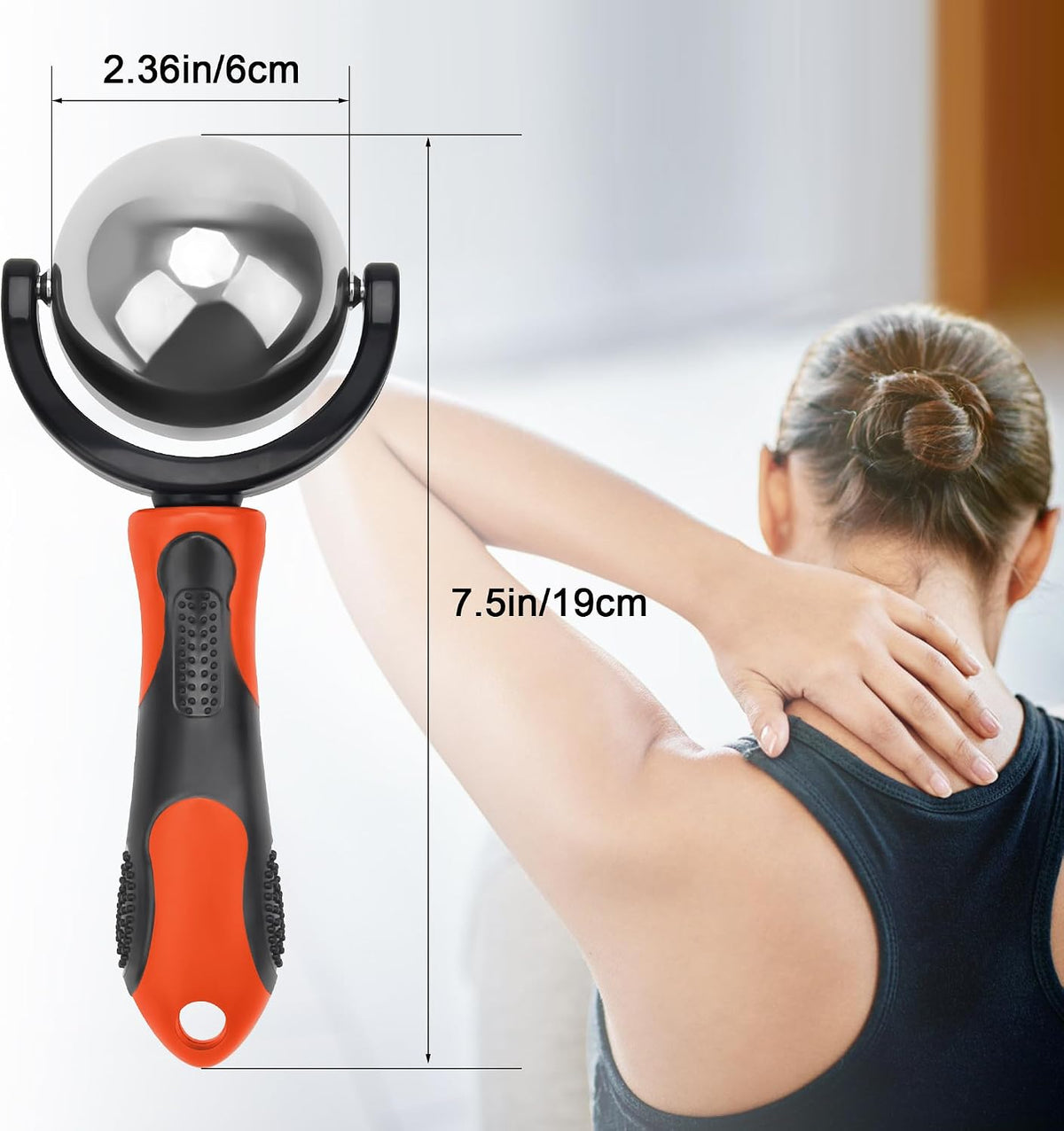 Cold Massage Roller Ball with Handle-Back Muscle Metal Ice Roller Ball Tool