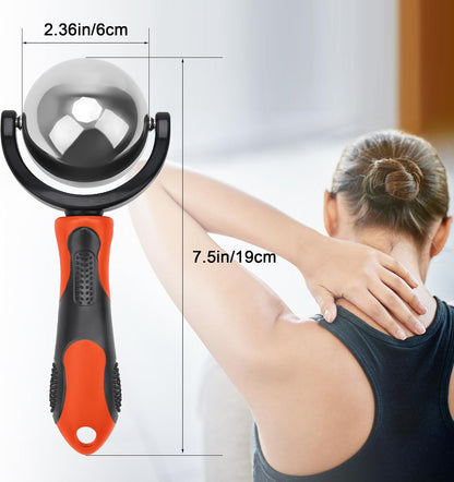 Cold Massage Roller Ball with Handle-Back Muscle Metal Ice Roller Ball Tool