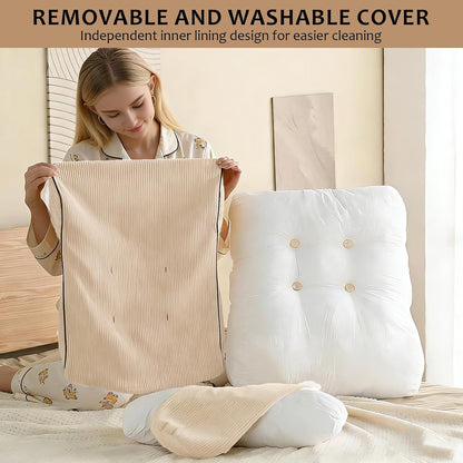 Wedge Pillow – Reading & Bed Rest Pillow for Sitting in Bed, Couch, or Floor, Multi-Purpose Headboard Wedge for Sleeping, After Surgery, Leg & Back Support, Neck Cushion & Washable Cover, Dark Gray