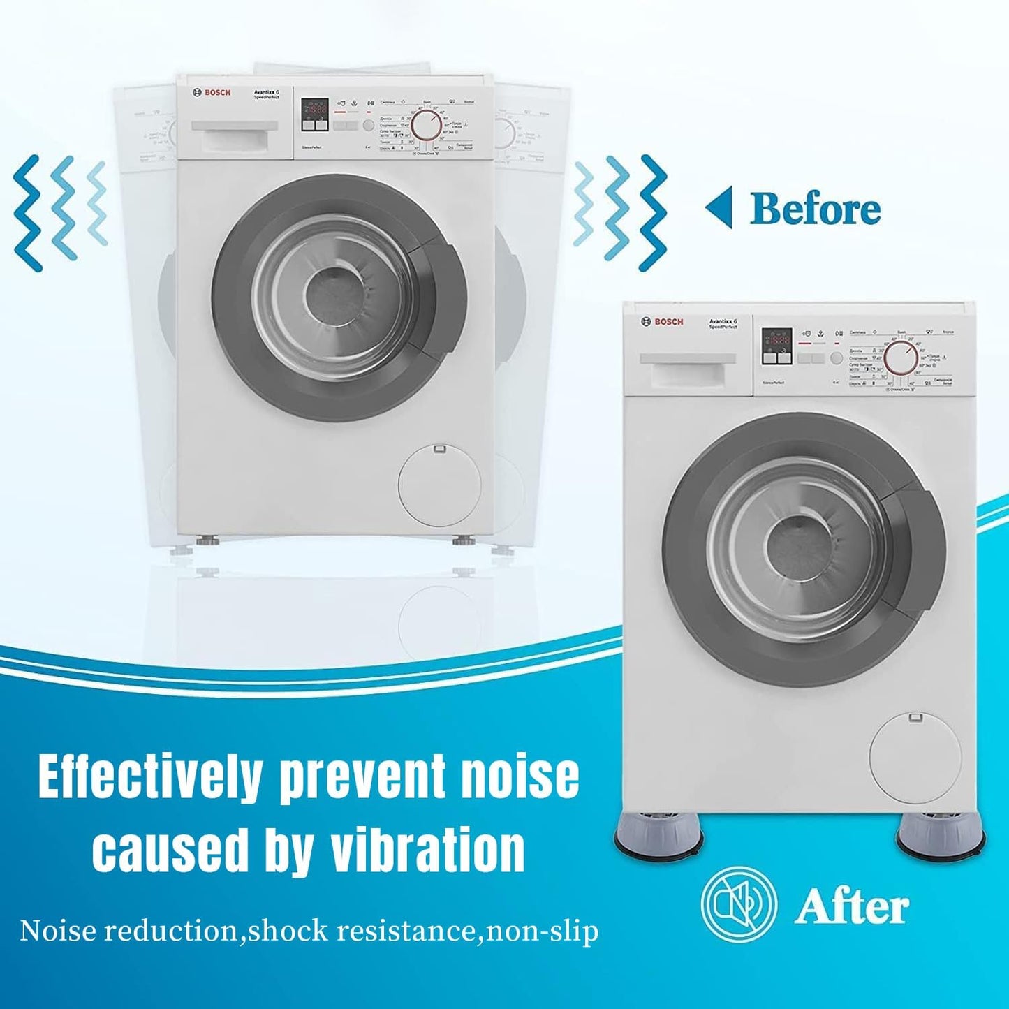 Anti Vibration Pads for Washing Machine,4 Pcs Reduce Noise Rubber Feet Pads for All Kinds of Furniture,Grey
