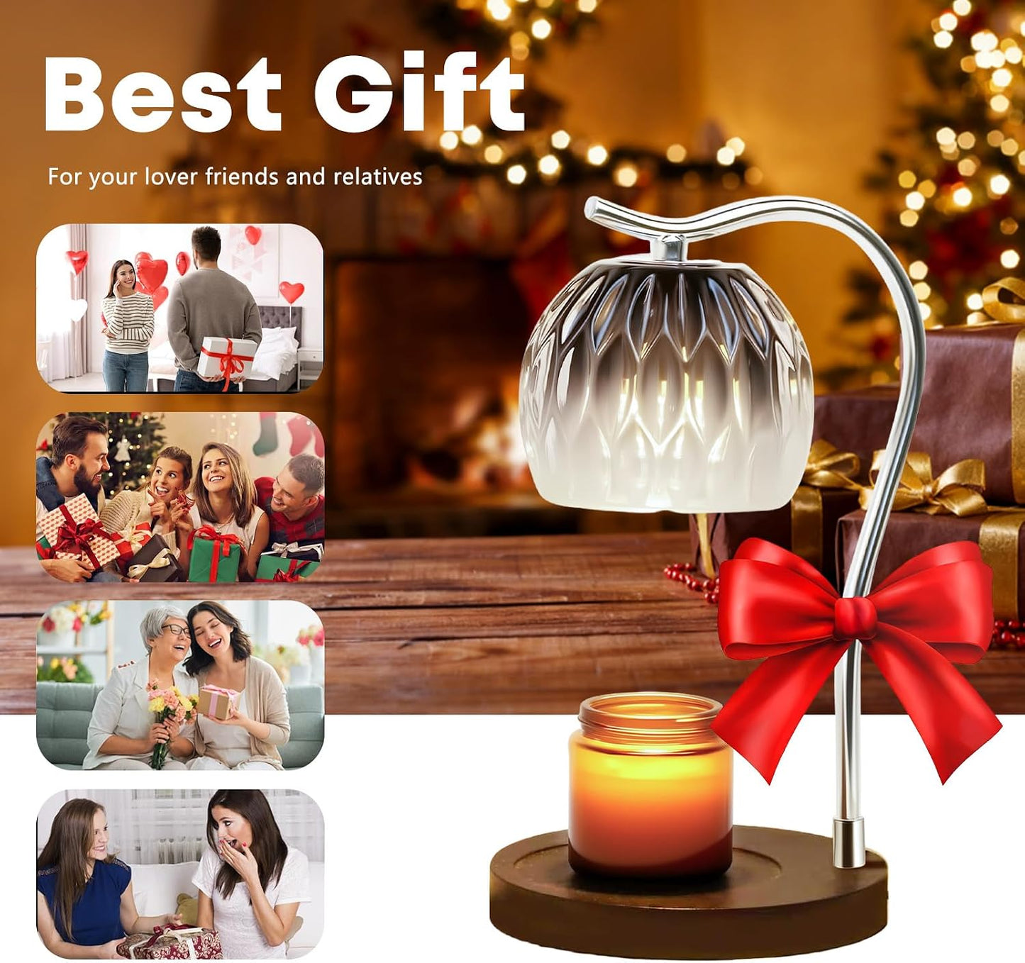 Fragrance Candle Warmer Lamp with 2 Bulbs Electric Candle Warmer with Timer & Dimmer for Home Decor
