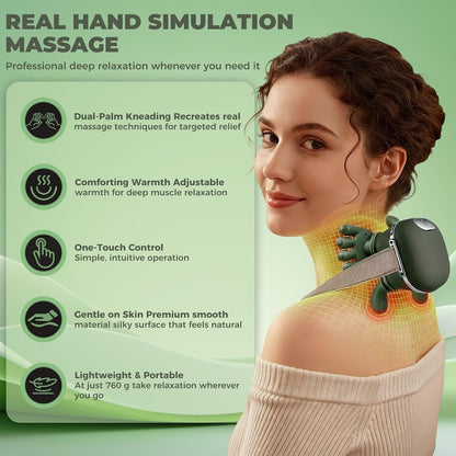Neck Shoulder Massager with Heat, 4D Bionic Kneading Deep Tissue Relief