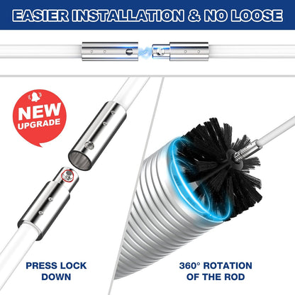 PetOde 32 Feet Dryer Vent Cleaner Kit, Flexible Lint Remover | Upgraded Quick-Snap Brush with Drill Attachment for Easy to Use, Deep Clean, Lint Removal, Easy DIY Assembly, Home Essential
