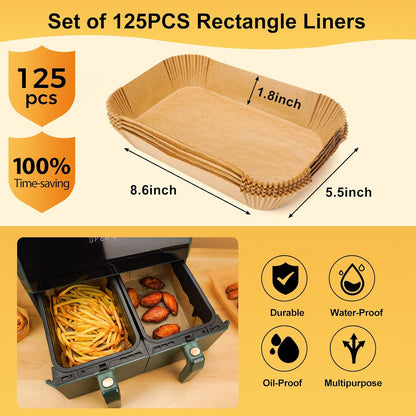 Air Fryer Liners Disposable, 100Pcs 8" Square Air Fryer Paper for 5-8 QT | Waterproof and Oilproof for Easy Cleanup, Unbleached Non-Stick Parchment Paper for 5-8 QT Air Fryer, Baking, Microwave, Oven