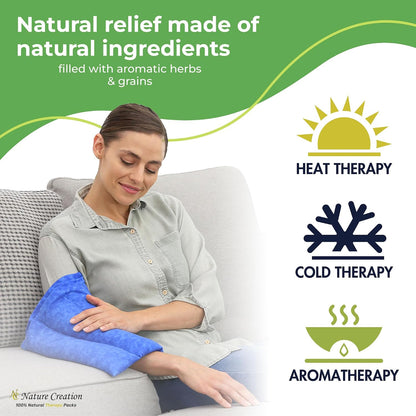 Nature Creation Microwaveable Herbal Heating Pad for Lumbar - Soothing Hot & Cold Therapy Pack for Lower Back- Soothing Relaxation, Warmth and Comfort - Happy Hearts