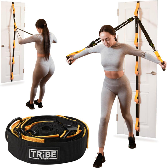 Door Anchor Strap for Resistance Bands with 5 Loops and Metal D-Rings