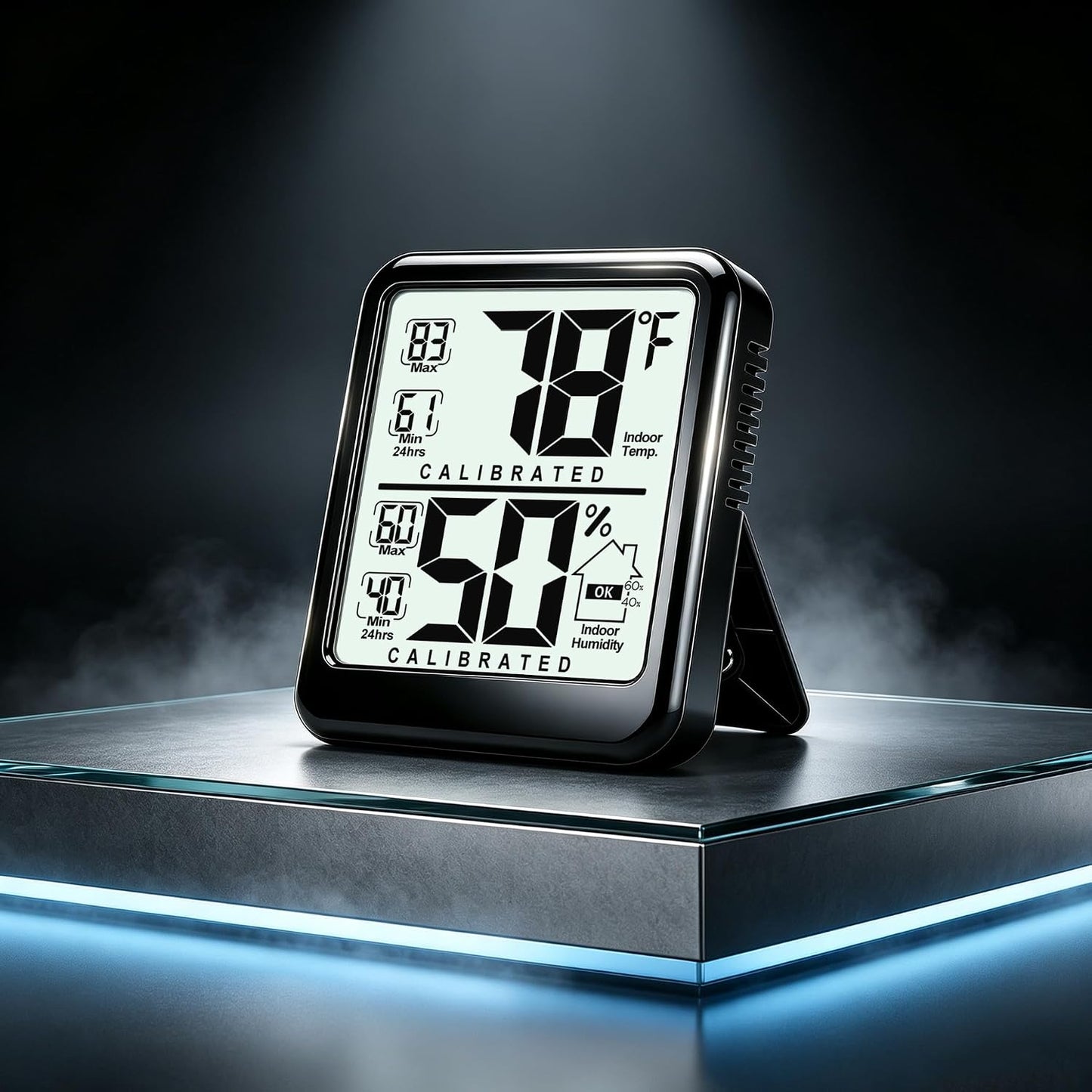 2 Pack Room Thermometer Indoor Hygrometer with Max/Min Record | W/ Battery, 24h Max/Min Record, Accurate Sensor, Fast Refresh, Easy to View, ℉/℃, Durable Kickstand, Compact, for Home Office