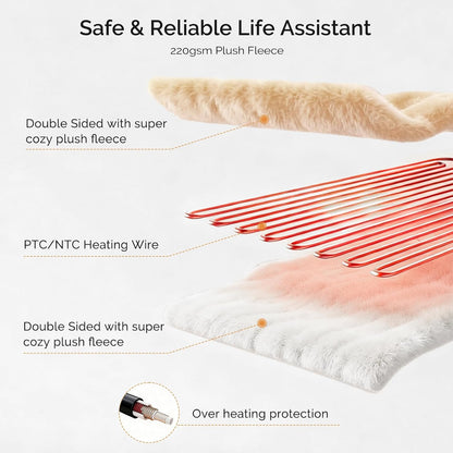 Heated Blanket Electric Throw Blanket with Built-in Button Controller 50"x60" One-Touch Ultra Cozy Soft Warm Heating Electric Blanket with 4 Heat Levels & 4 Hours Auto-Off Overheat Protection