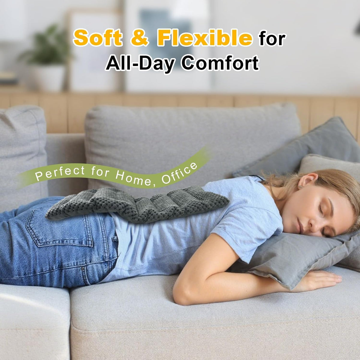 Weighted Microwave Heating Pad (1.8 LBS), 16x7 Inch Microwavable HotPack for Muscle Pain Relief Soothes Aches in Shoulders, Lower Back & Abdomen, Moist Heat Therapy Reusable