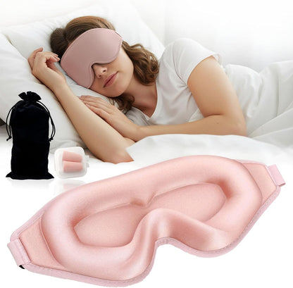 3D Sleep Mask for Side Sleepers, Blackout & Zero Pressure - Breathable Memory Foam, Adjustable Strap - for Travel, Yoga & Meditation Black