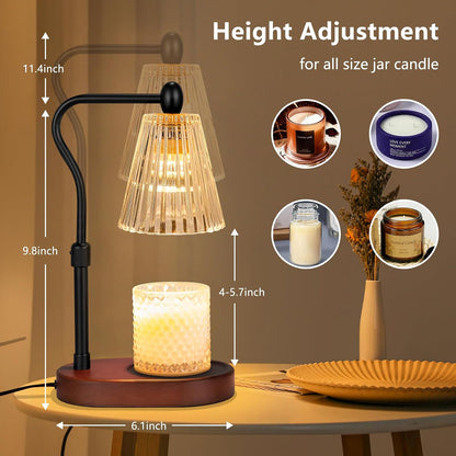 Engpure Candle Warmer Lamp - Candle Warmer Lamp with Timer and Dimmer Adjustable Height,Electric Wax Melt Warmer with 2 Bulbs for Scented Jar Candles Home Decor Mother's Day Gifts, Amber