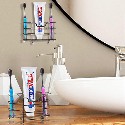 Toothbrush Holder for Bathrooms,Black | Stainless Steel 5 Slot
