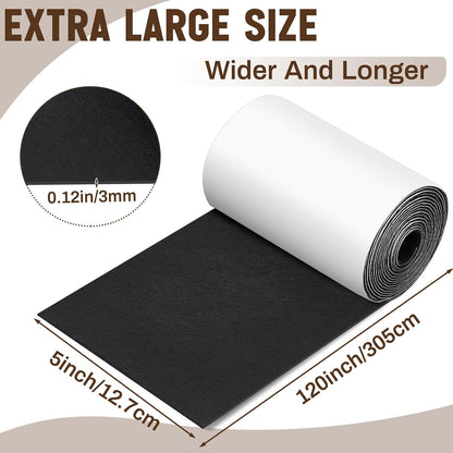 Fullhawl Large Felt Furniture Pads 8 x 60 Inch Non Slip Self Adhesive Heavy Duty Cuttable Strip Roll Felt Sheet Tape for Protecting Hardwood Floors Chair Wall, White