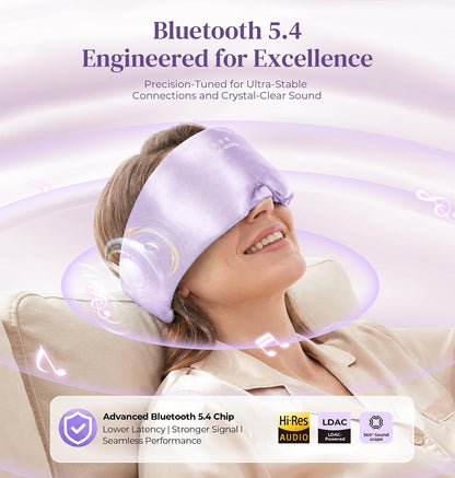 LC-dolida 3D Silk Bluetooth Sleep Mask, Mulberry Silk Sleep Mask with Bluetooth Headphones, Bluetooth Eye Sleep Mask for Side Sleepers, Total Blackout Bluetooth Eye Mask for Women Men, Black