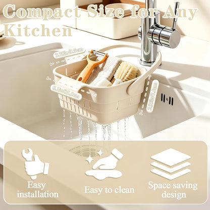 Foldable Hanging Sink Drain Basket, Hanging Sink Basket (Green) | No-Drill Foldable Design Saves Sink Space with Fast Drainage for Food Scraps, Sponge Storage, Fruit Rinsing and Kitchen Use