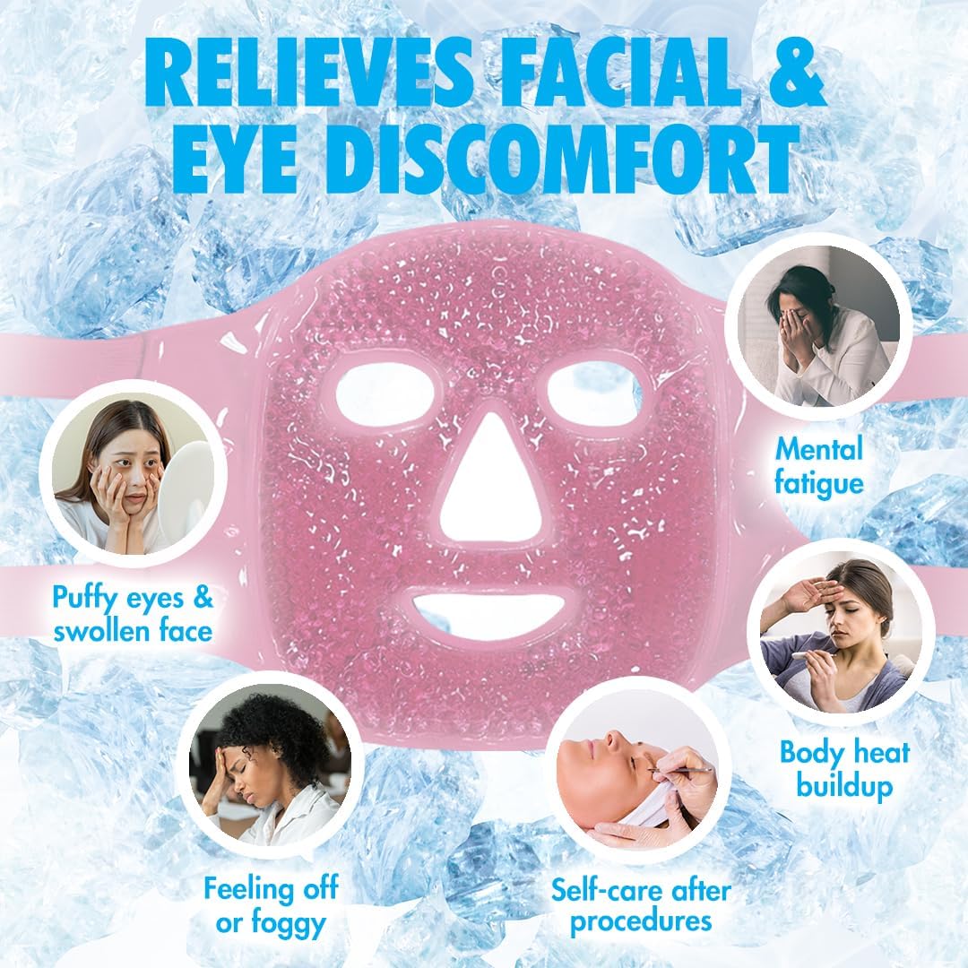 Perfect Remedy Face Ice Pack, Reusable Hot & Cold Ice Face Mask, Gel Compress for Helping with Puffy Eyes and aiding in Conditions of Swelling, Facial Spa Cooling Mask for Women and Men (Blue)