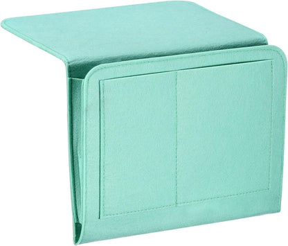 PATIKIL 11in Bedside Caddy, Bed Caddy Bedside Organizer Hanging Soft Felt 5 Pockets Bed Pockets Bedside Storage Organizer Remote Control Holder for Bedroom Phones Glasses, Green