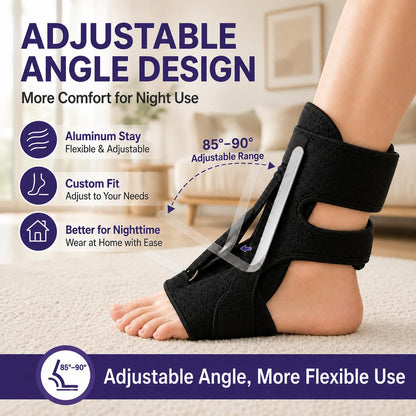 LILILI Plantar Fasciitis Night Splint, 3 Adjustable Straps Foot Brace, Relief Achilles Tendonitis, Foot Drop and Heel Spur, Breathable Day & Night Comfort for Men & Women