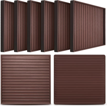 CalPalmy Non-Slip Furniture Pads - Set of 8 Brown 5x5 Square Rubber Anti-Skid Caster Cups for Couch, Chair, Bed, and Furniture Legs - Durable Floor Grip Coasters to Prevent Sliding