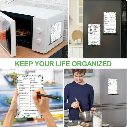 2 PCS Magnetic Grocery List Pads for Fridge, 4.5x7.5 Inches Magnetic Note Pad for Fridge, Grocery List Magnet Pad for Refridge, Magnetics Notepads, Shopping Lists, 60 Pages Per Notepad