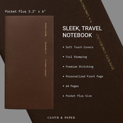 Cloth & Paper Travel Notebook | Daily Wellness Planner – Smoked Salt | Pocket Plus Wellness Planner 3.2" x 6" | Habit Tracker & Self Care Journal for Goals, Gratitude & Reflection – Soft Touch Cover