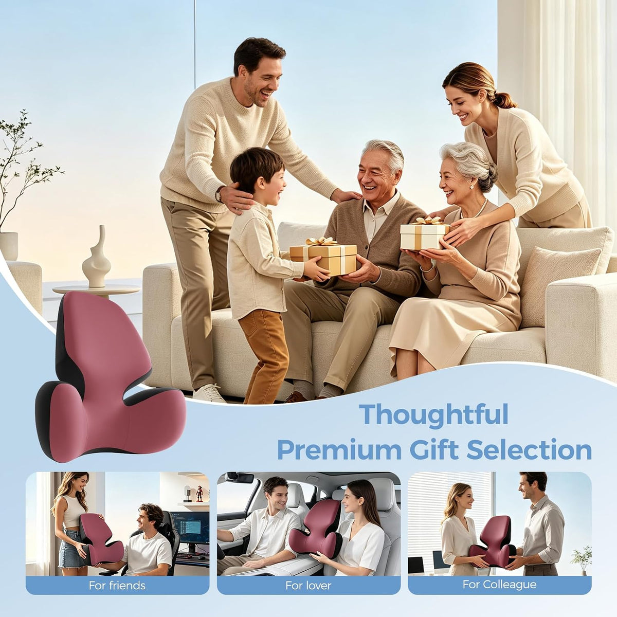 BEBAS Lumbar Support Pillow for Car, Memory Foam Back Cushion for Driving
