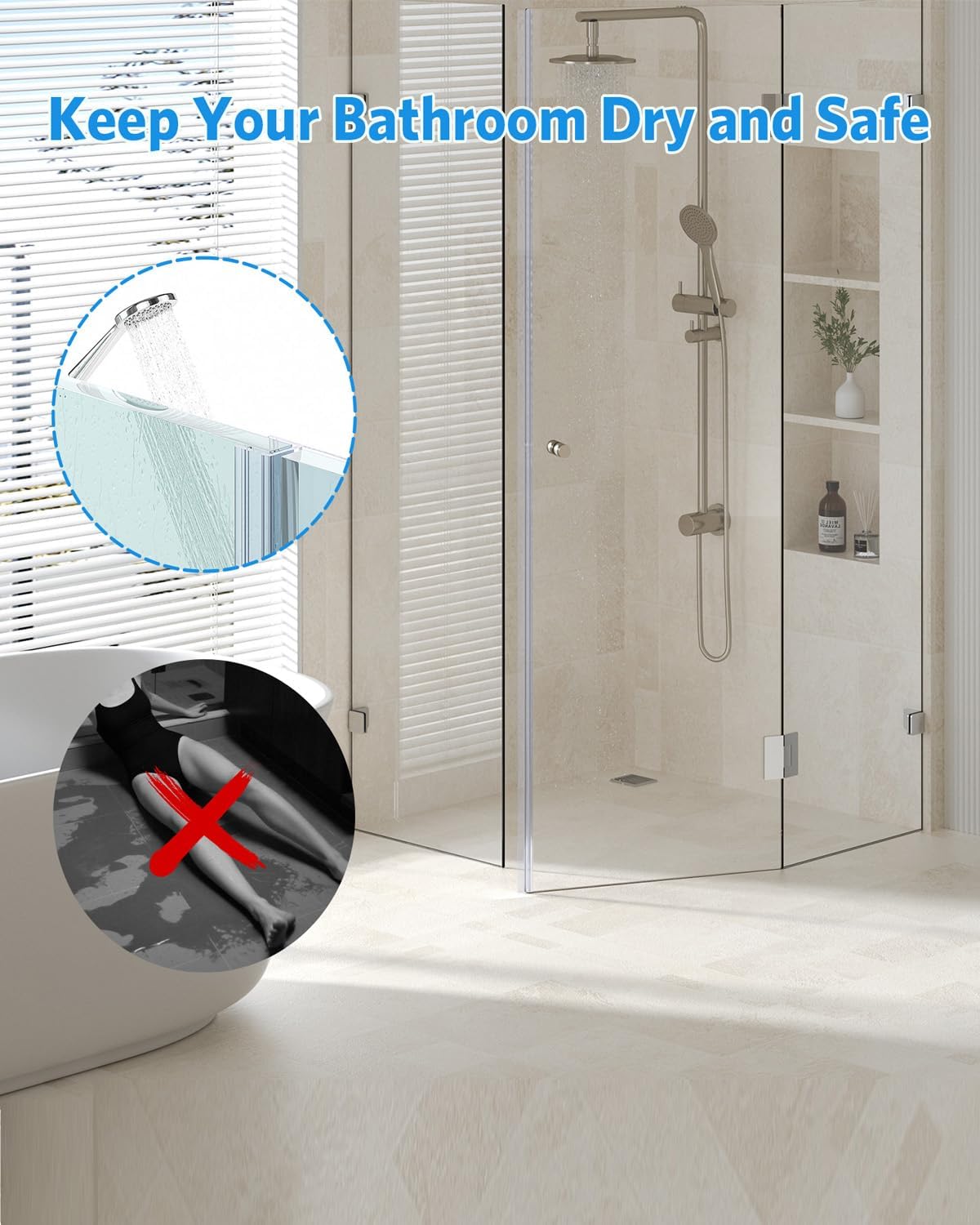 Delamu 3-Pack Shower Door Bottom Seal, 3/8''× 39'' Shower Door Sweep Strip | Shower Seal Strip for 3/8'' (10mm) Doors, Frameless Glass Shower Door Seal Strip Stop Shower Leaks and Create a Water Barrier
