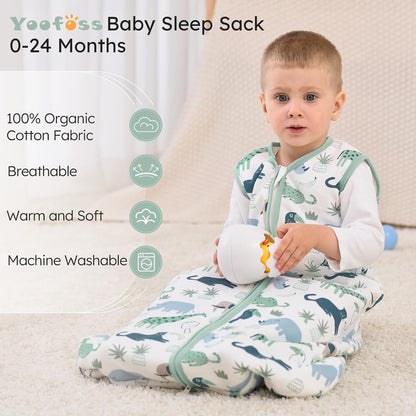 Yoofoss Baby Sleep Sack 0-6 Months Wearable Blanket for Babies 100% Organic Cotton 2-Way Zipper TOG 0.5 Toddler Sleeping Sack 3 Pack, Sleep Sacks
