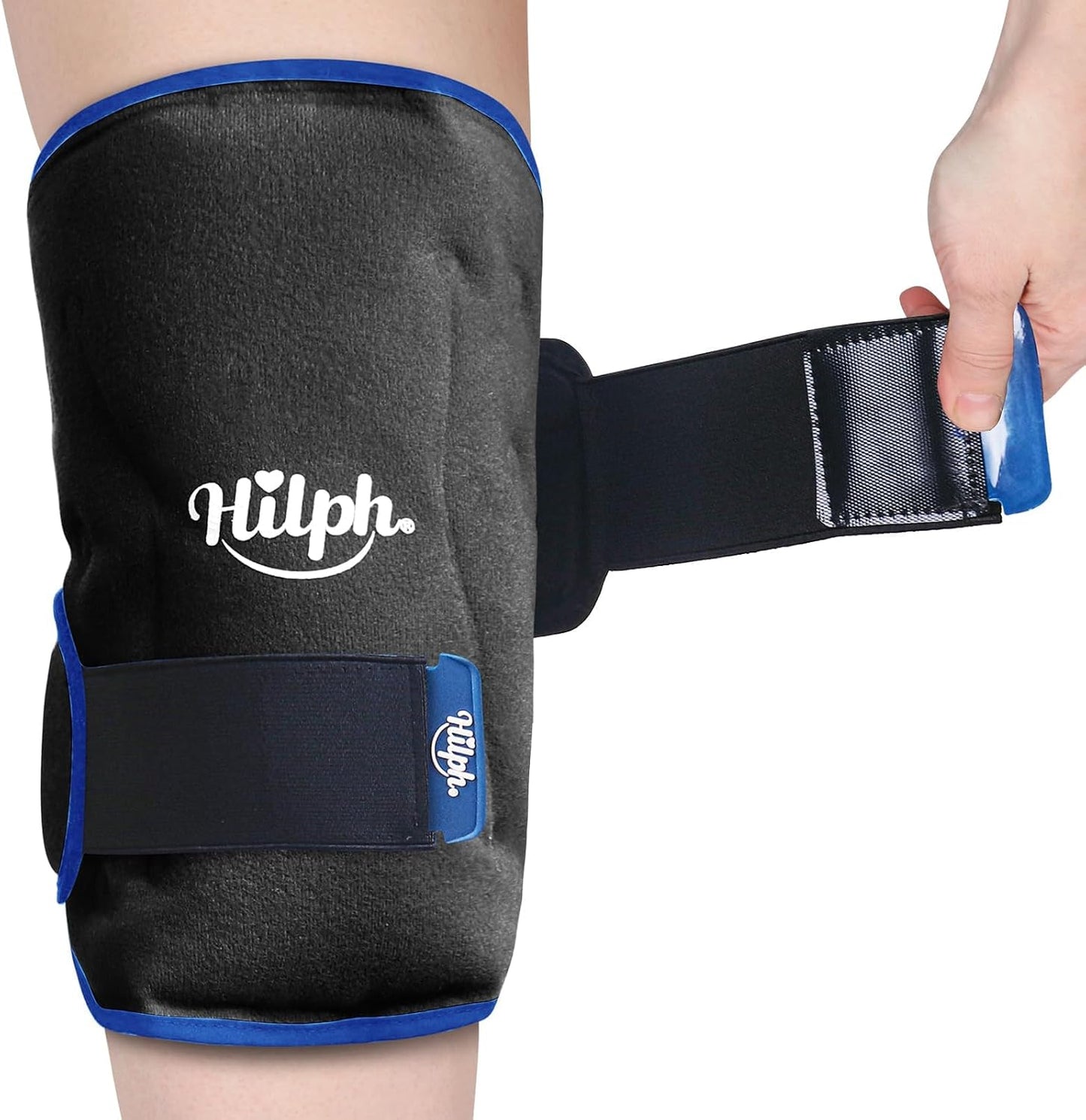 Hilph Ice Pack for Knee Pain Relief, Z-Shaped for Bendable & 360° Coverage | Easy Wear, Adjustable Cold & Compression Therapy Gel Ice Pack Wrap for Knee Replacement Surgery, Swelling, Meniscus Tear, ACL