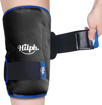 Hilph Ice Pack for Knee Pain Relief, Z-Shaped for Bendable & 360° Coverage | Easy Wear, Adjustable Cold & Compression Therapy Gel Ice Pack Wrap for Knee Replacement Surgery, Swelling, Meniscus Tear, ACL