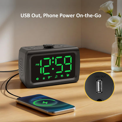 Peakeep 115dB Super Loud Alarm Clock for Heavy Sleepers Adults Teens | Large Display Auto/Manual Brightness for Bedrooms, USB Charger, 6 Wake-up Alarm Sounds Battery Backup, Oversleeping Fix