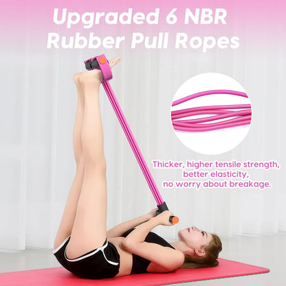 Pedal Resistance Band with Handles, 6-Tubes Natural Rubber Exercise Bands | Upgrade Foot Pedal Resistance Bands for Working Out, Multifunction Fitness Equipment for Abdomen, Waist, Arm, Leg, Pilates