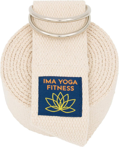 Adaptive Yoga Strap for Stretching - Extra-Wide 2 Inches 100% Cotton Stretch Strap with Steel D-Rings for Physical Therapy, Pilates & Flexibility - Storage Pouch & E-Book