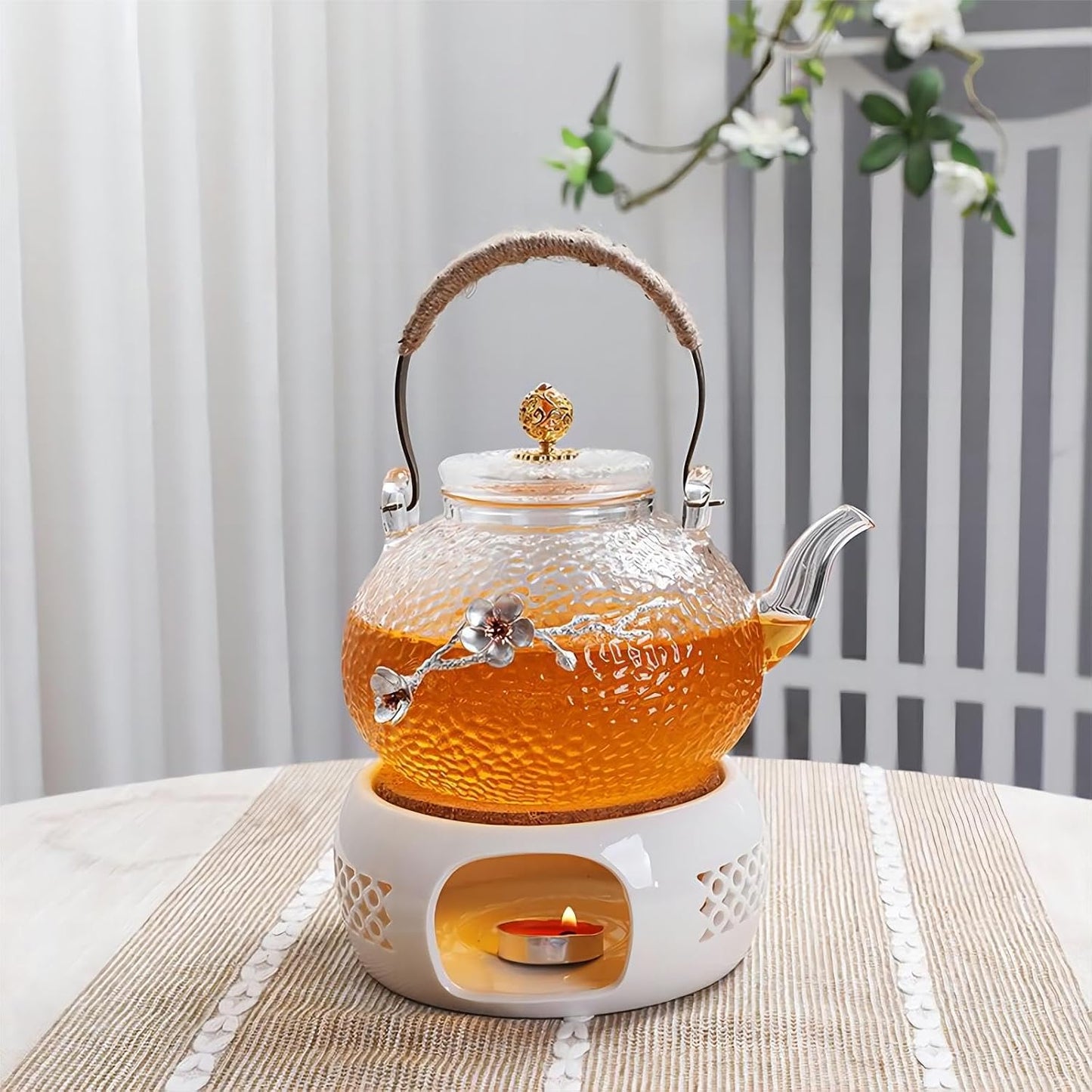 Ceramic Teapot Warmer, Teapot Heater, Tea Light Warmer, Suitable for Teapot and Mugs, 6 Inches (Candles not Included)