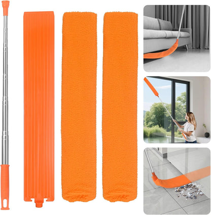 Retractable Gap Dust Cleaner Brush with Long Handle 30 to 100 inches, Cleaning Tools with 2 Microfiber Dusting Cloths, Extendable Duster for Cleaning Under Refrigerator Sofa Couch Bed Furniture