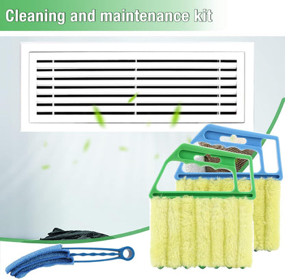 Mwellewm 2Pcs Window Venetian 7 Finger Dusting Cleaner Tool and 1Pc Window Blind Cleaner Duster Brush Hand-Held Window Shutters Venetian Shades Brush for Air Conditioner Duster Dirt
