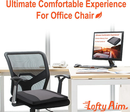 Lofty Aim Car Seat Cushion, Memory Foam Car Seat Cushions for Long Driving | Comfy Car Seat Pillow for Pain Relief, Driver Seat Cushion Adds Height, Butt Cushion for Car, Truck, Office Chair, Black