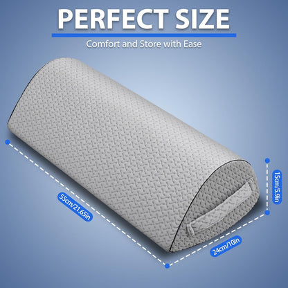 Memory Foam Knee Pillow for Back Sleepers, Spinal Alignment, Gray | Teardrop shape, leg cradle, 22"x10"x6", machine-washable cover, cooling air-layer, post-surgery & side sleep use