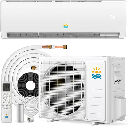 Rellytech Mini Split AC/Heating System - 9000 BTU Mini Split AC Inverter Heating and Cooling, 19 SEER2 115V/110V Energy Efficient Ductless Air Conditioner Up to 550sq.ft, Pre-charged System