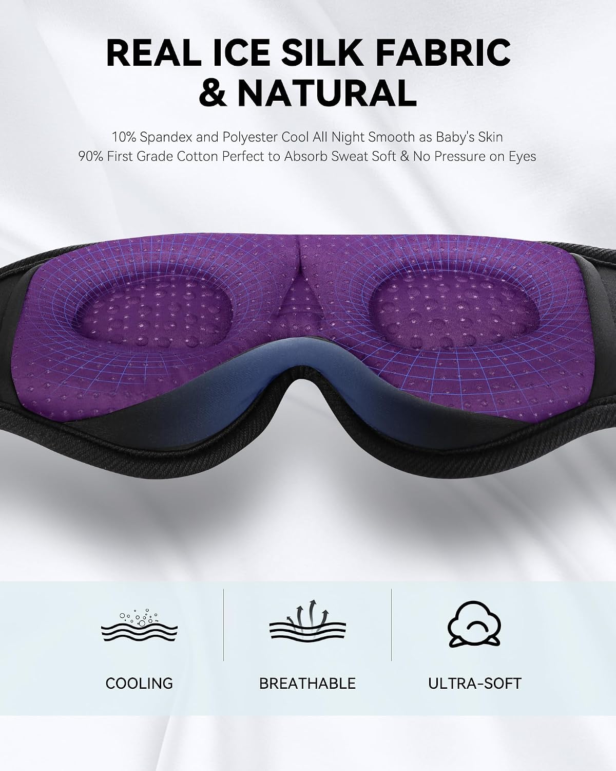MUSICOZY Sleep Headphones 3D Bluetooth 5.4 Headband Sleep Mask, Wireless Sleeping Headphones Music Earbuds Eye Mask for Side Sleepers Travel with Speakers Cool Gadgets Gifts