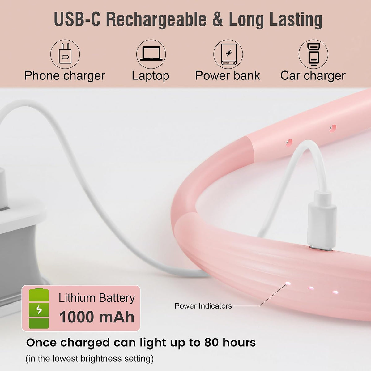 LED Neck Book Light Reading Lamp USB Rechargeable, Lighter Weight,Hands Free, Each 3 Colors with 3 Brightness, 80-hr Lasting Rechargeable Lamp,Perfect for Reading in Bed(Chesse Yellow).