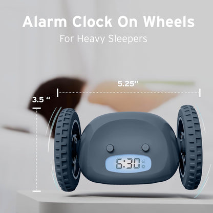 CLOCKY Alarm Clock on Wheels – Loud Rolling Alarm Clock for Heavy Sleepers | Runaway Clock that Jumps & Runs to Wake You Up | Funny Unique Gift for Adults, Teens & Kids Bedrooms (Black)