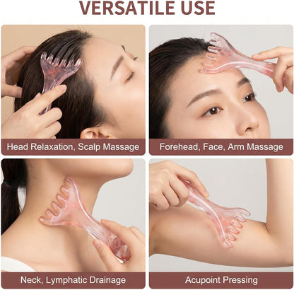 ElevateTech Scalp Massager Handheld Comb, 2 Pcs Head Massager Scalp Comb Manual Hair Scalps Massage Gua Sha Tool Five Claw Resin Relax Spa Tool for Soothing Head Massage, Pink