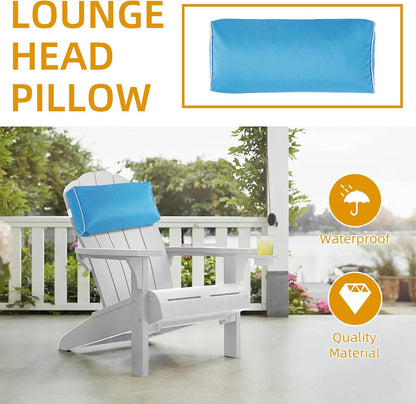 2 Pack Outdoor Chaise Lounge Head Pillow, Patio Pool Chair Pillows Water Resistant Headrest Pillow Lumbar Pillows with Insert and Adjustable Elastic Strap for Recliner Beach Chair, Dark Gray