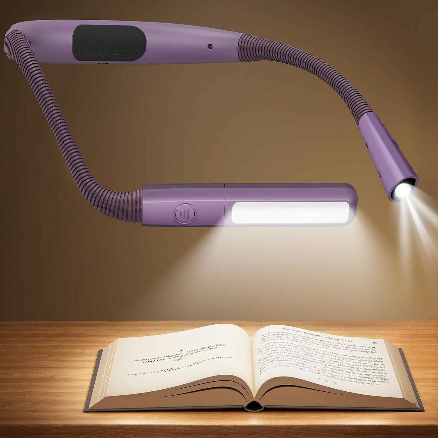 Glocusent Bendable Neck Light, 100 Hours Reading Light for Book Lover Gifts | Hands-Free, Knitting, Crafting, Repairing, 5-Color, Stepless Dimming, Ergonomic, Rechargeable, Eye Care, Sleep Aid, Traveling
