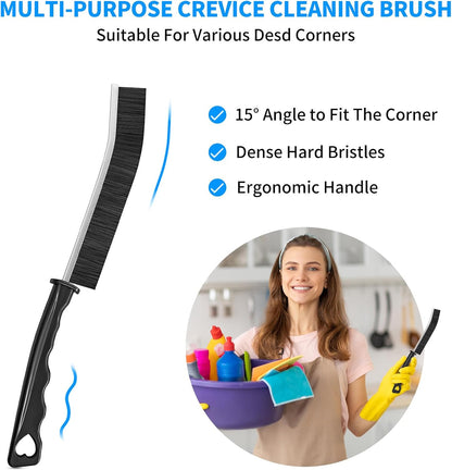 4TH Multi-Purpose Hard Bristle Crevice Cleaning Brush -Deep Reach Gap Cleaning Tool for Household Use -Versatile, Durable, Thin Brush to Clean Tight Spaces -4 Pcs, Black